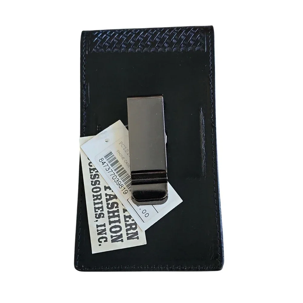 Ranger Belt Co Black Leather Phone Case Tooled Magnetic Closure Clip Vertical